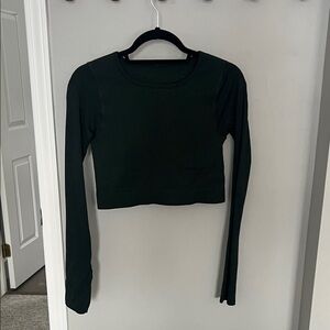 Long Sleeve Crop Top - Forest Green